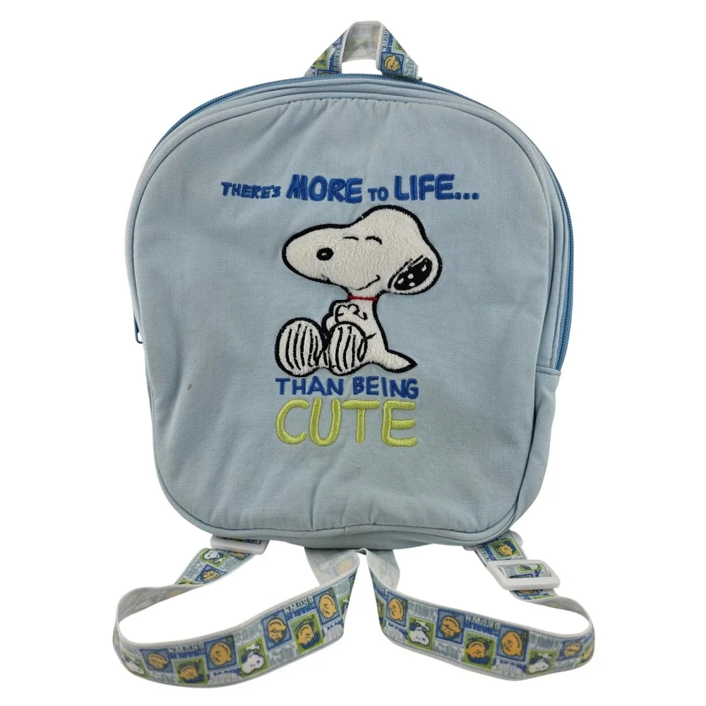 Peanuts Camp Snoopy Backpack Kids Small Blue Fair Vintage Embroidered Canvas